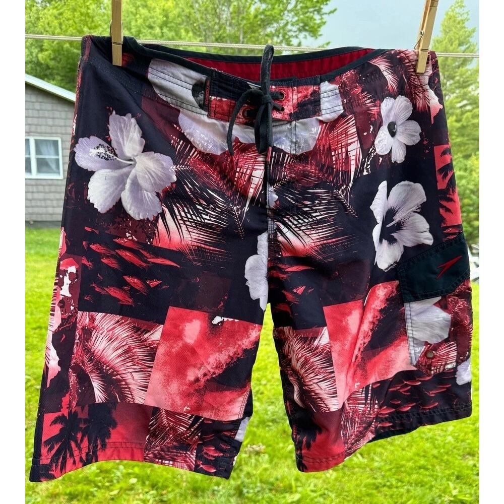 Speedo tropical print board shorts swim speed dry beach vacation lake Men’s 34
